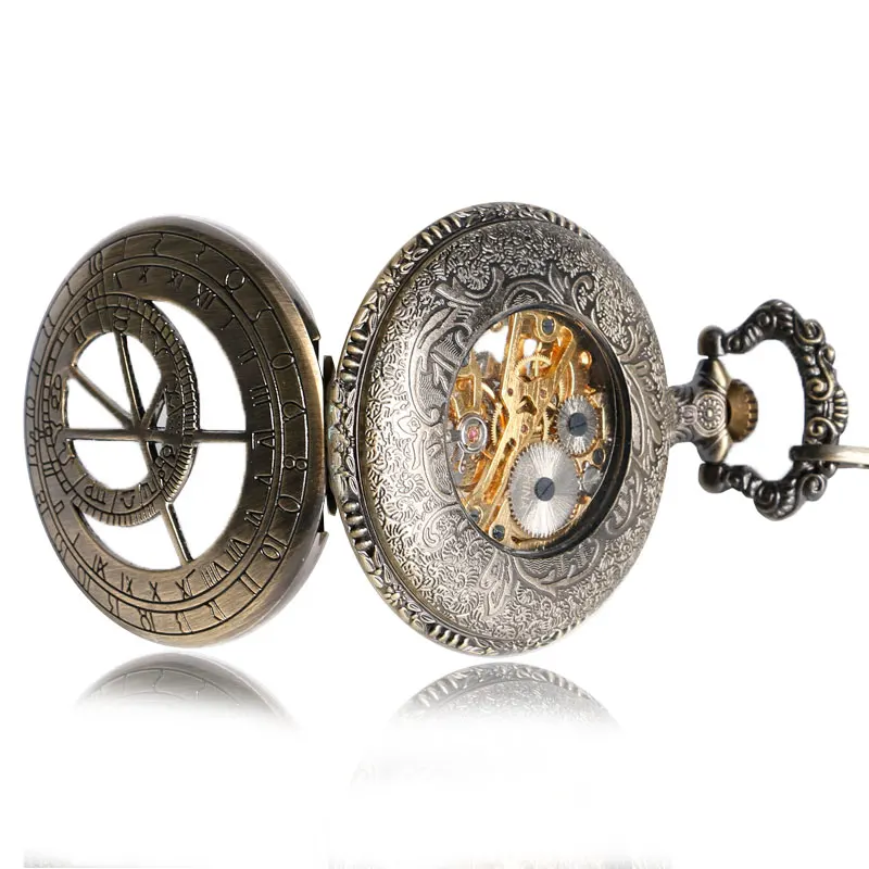 Медные винтажные карманные часы в стиле ретро с цепочкой брелоком механические