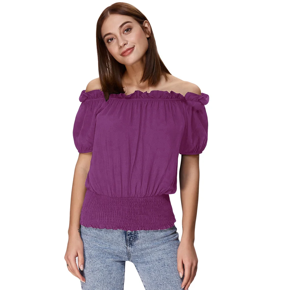 Женские винтажные Топы в стиле бохо с коротким рукавом и оборками| |