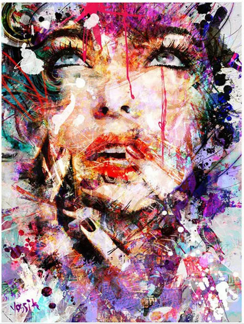 Аниме разноцветное женское лицо DIY Алмазная вышивка крестом серии портретов