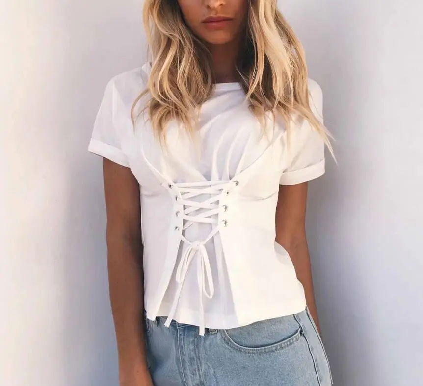 Летние женские футболки с коротким рукавом Сексуальные облегающие рубашки белые