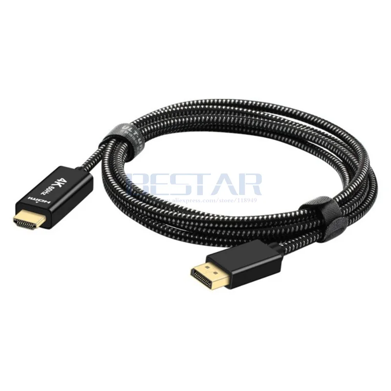 2 м ПП плетеный DP Дисплей порт дисплея штекер к HDMI 0 4K 60 Гц HD адаптер кабель HDMI2.0 для
