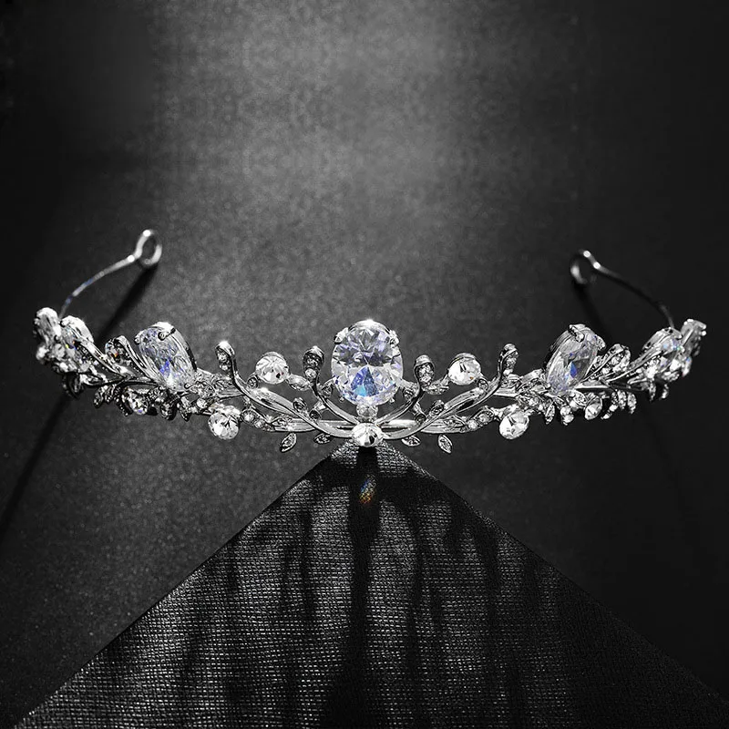 SLBRIDAL Серебряные стразы кристалл кубического циркония свадебная диадема свадебные аксессуары для волос подружки невесты принцесса женские ювелирные изделия