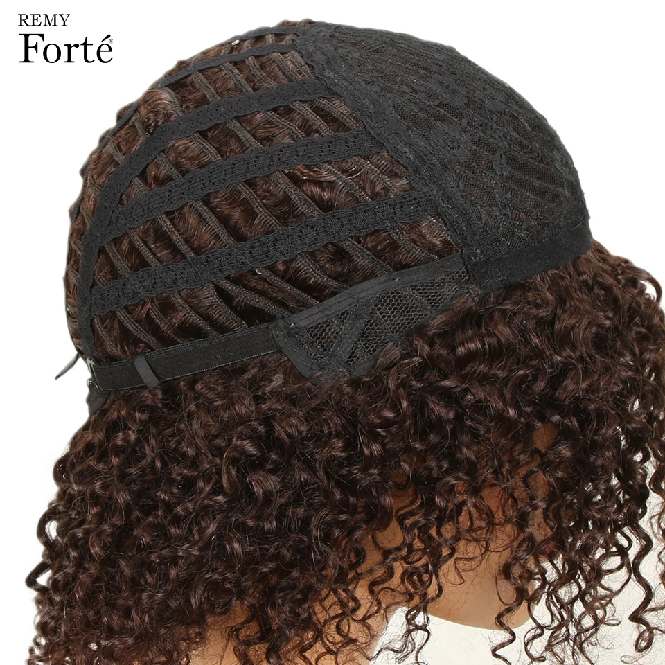 Парики из натуральных волос Remy Forte Короткие вьющиеся человеческие волосы парик