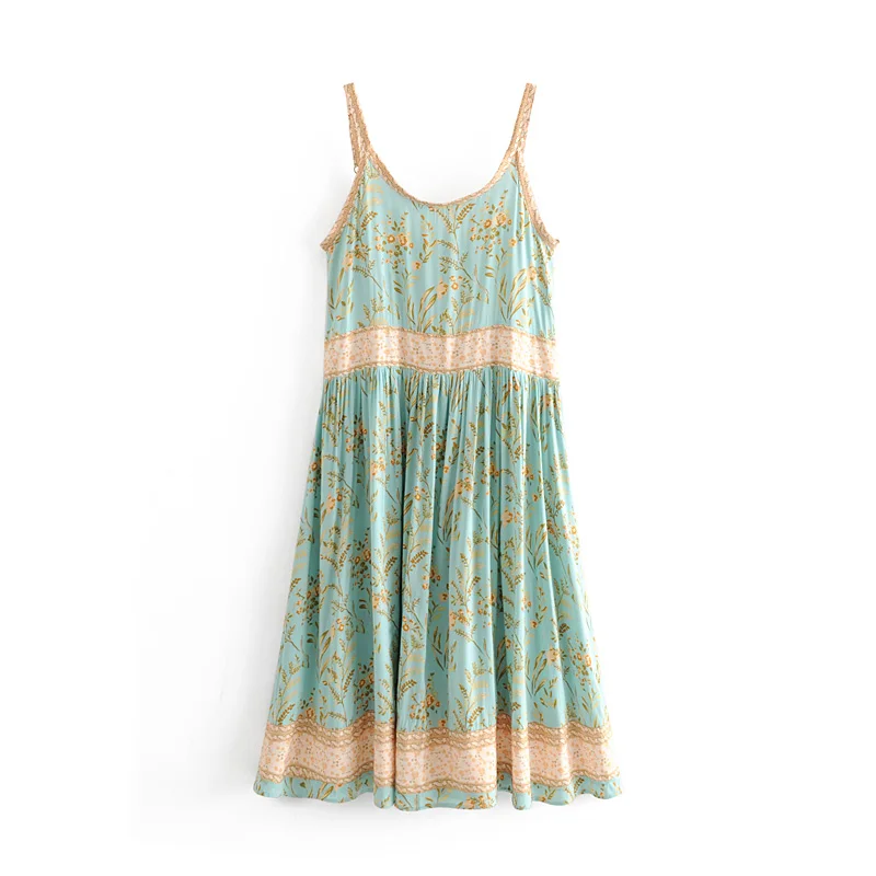 Чу САУ красота новая Boho Цветочный принт платье на бретелях для женщин Праздник