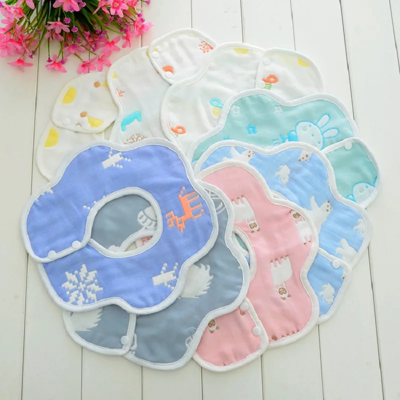 360 Degree Rotation Baby Bibs 6 Layers Gauze Soft Newborn Infant Burp Saliva Towel Kids Bandana Cloths | Детская одежда и обувь