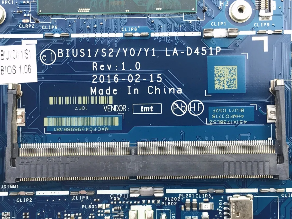 5B20L45854 для Lenovo Yoga 510 15ISK Flex 4 1570 материнская плата ноутбука BIUS1/S2/Y0/Y1 LA D451P SR2EZ I7 6500U DDR4