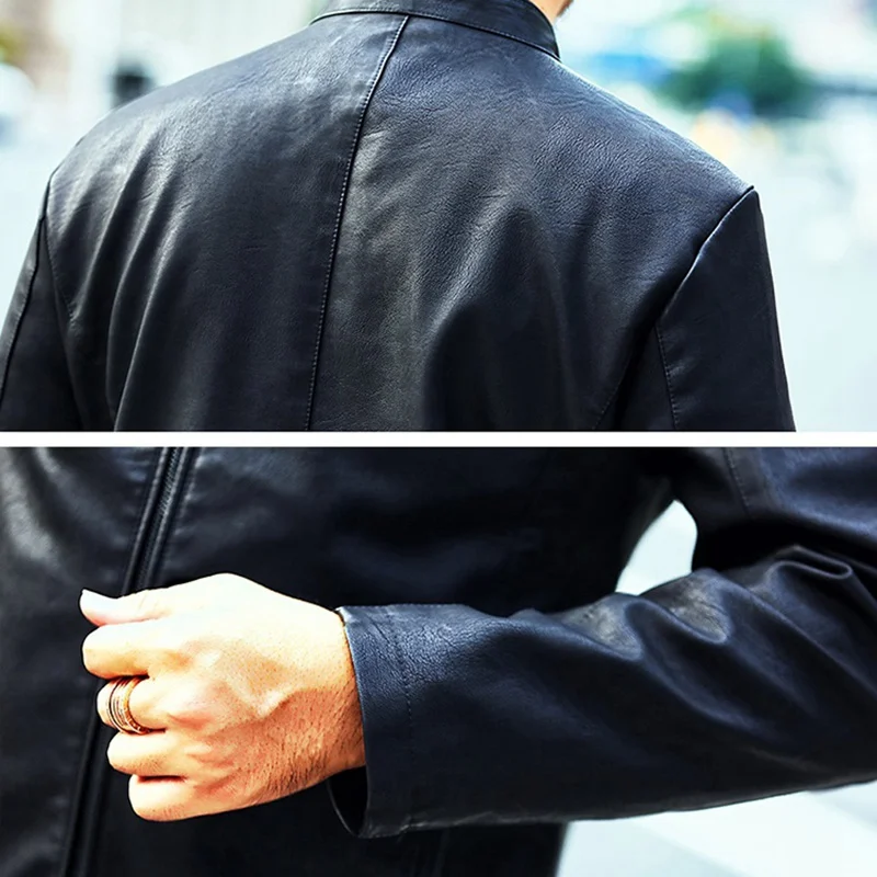 Мужская куртка из искусственной кожи коричневая ПУ на молнии большие размеры 6XL