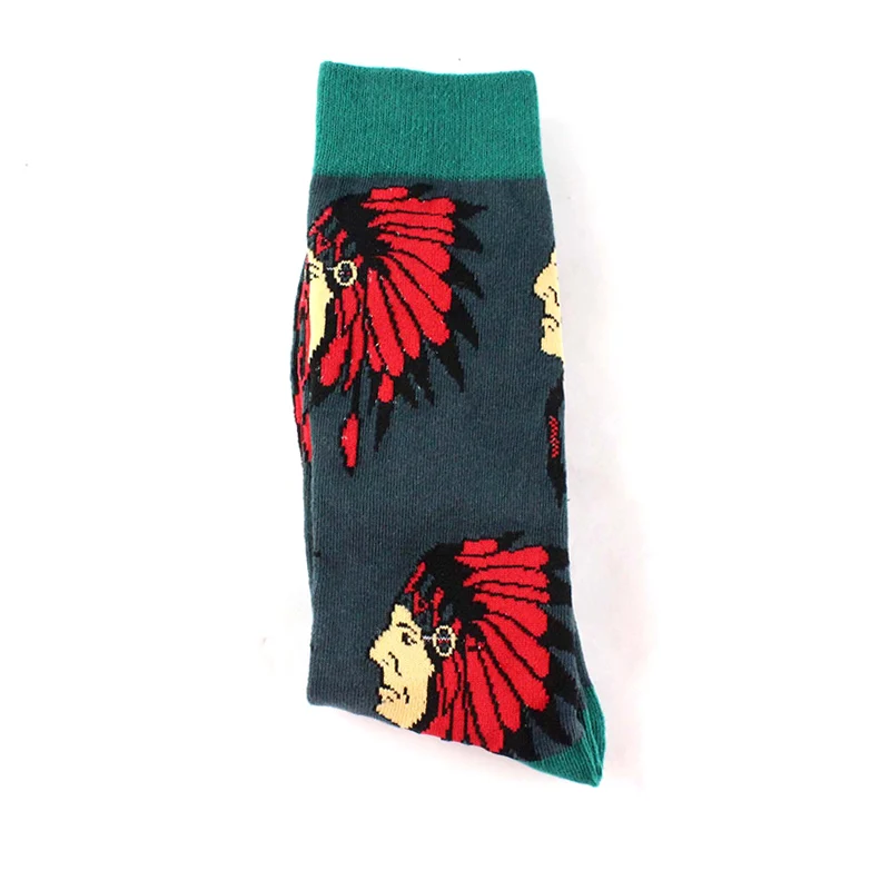 Happy Socks, новинка, мужские носки с рисунками животных, женские винтажные носки с масляной краской, Акула, Мона, Лиза, Короткие забавные хлопковые носки с креативным рисунком - Цвет: Chief