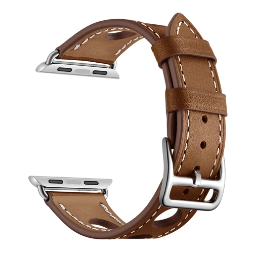 brown Ремешок из натуральной кожи для apple watch 4, 5, ремешок 44 мм, 40 мм, 42 мм, 38 мм, прочный браслет для iwatch 5/4/3/2/1 - Цвет ремешка: brown