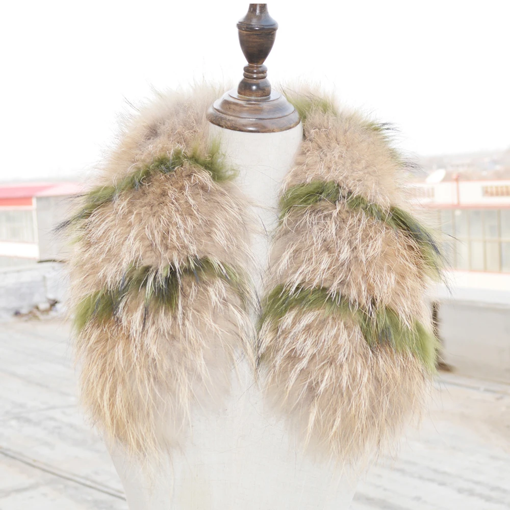 Женское пальто с мехом енота зимний шарф-свитер воротником из 2020 натурального