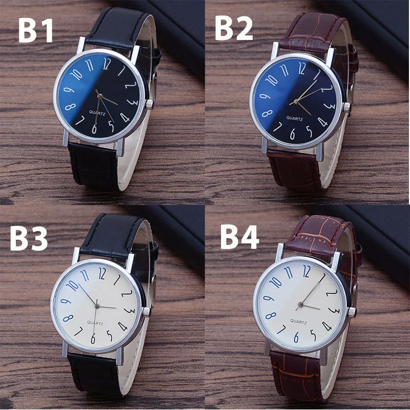Модные мужские часы из искусственной кожи Blue Ray роскошные повседневные (только