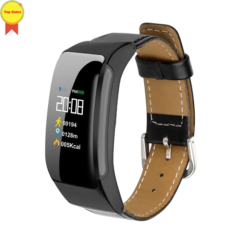leather strap black Смарт-talk цветная гарнитура Talk смарт-браслет пульсометр спортивные Смарт-часы Шагомер фитнес-трекер Браслет - Цвет: leather strap black