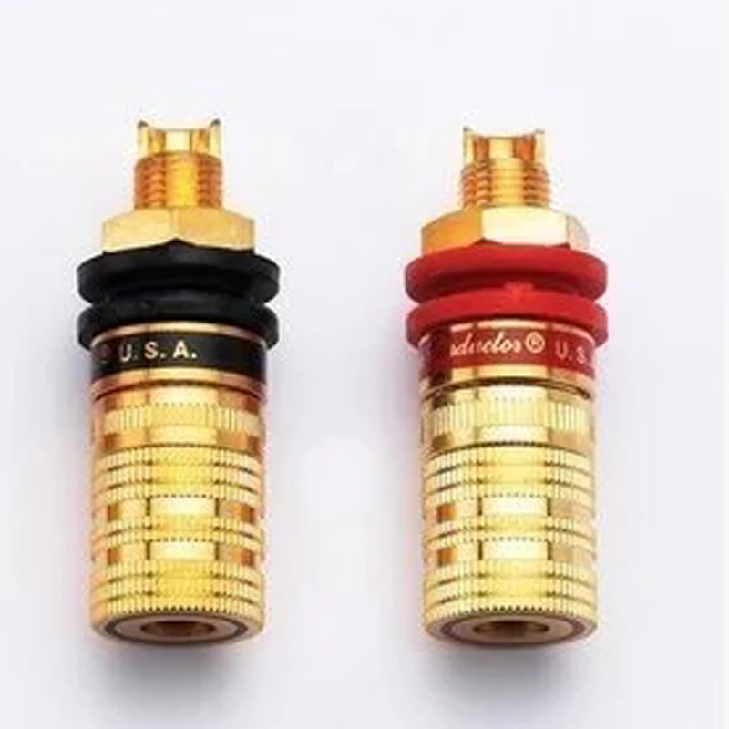 Caixa de Som Banhada a Ouro Plug de Saída Hifi Peças Amplificador Terminal Ligação Ofc 4