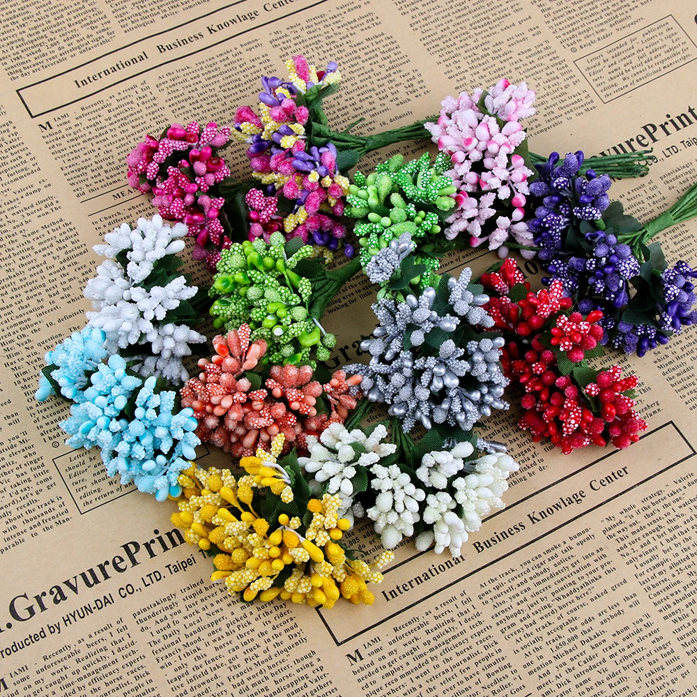 12 шт./лот искусственный цветок стемен проволока стебель/брак тычинки и листья DIY