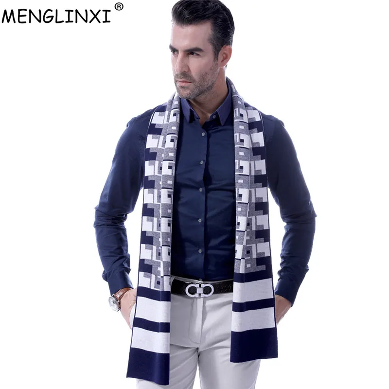 Classic Plaid Men Cashmere Scarf Winter Fashion Brand Scarf New Best Christmas Gift Muffler Man Casual Wool Scarves Warps