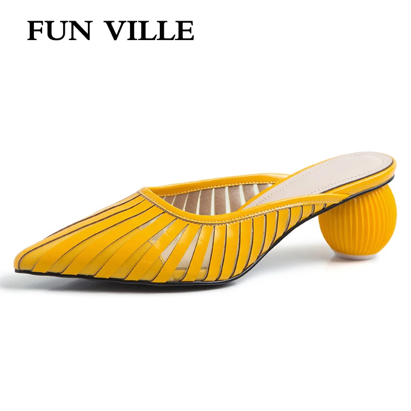 Женские летние шлепанцы на среднем каблуке с острым носком|Тапочки| |