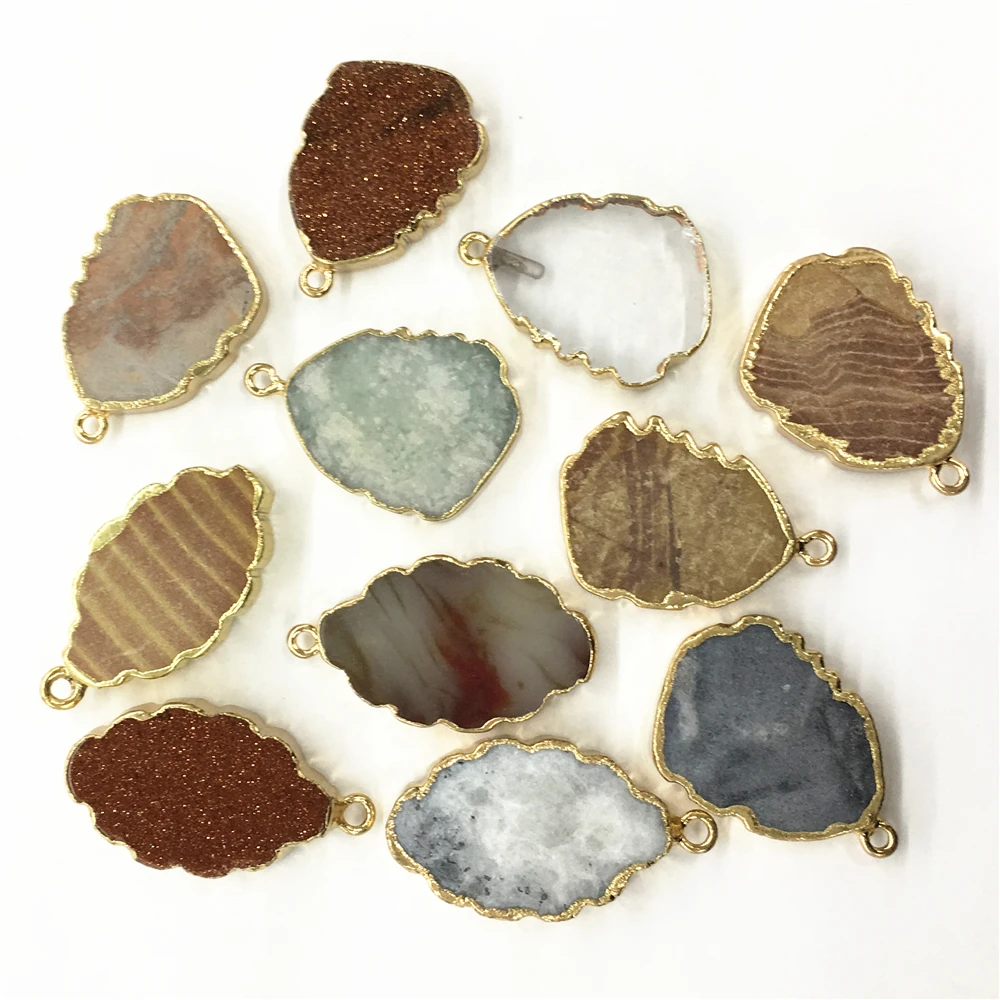 

good quality gold plating natural stone pendants sand Clear quartz charms Clouds necklace for jewelry making 6pcs wholesale lot