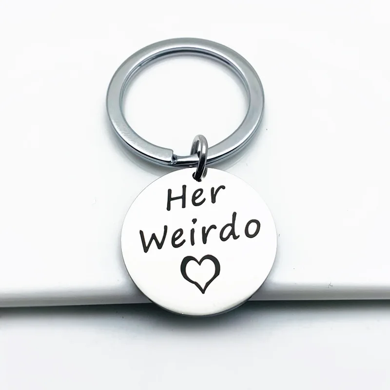 Модное кольцо для ключей из нержавеющей стали новинка его Crazy / Her Weirdo брелок пары