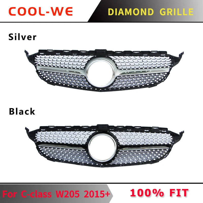 Suitable for Mercedes Benz Diamond Racing Grill w205 C Class C180 C200 C250 C300 2015+ | Автомобили и мотоциклы