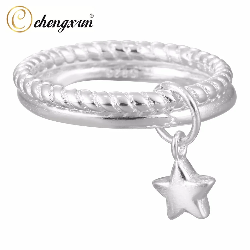 CHENGXUN Мода звезды кулон двойная линия кольцо на палец для обручального кольца Для