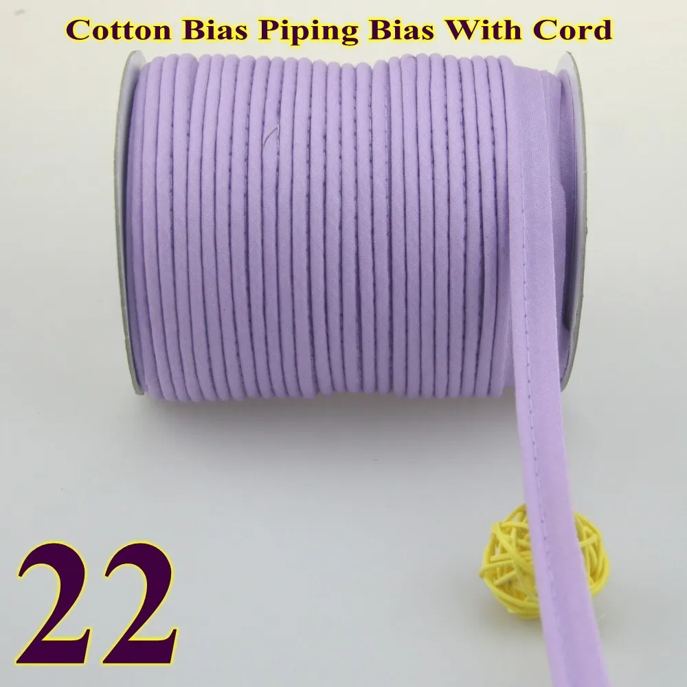 22 light purple50yds Хлопок косой трубопровод, трубопровод лента, косой ленты со шнуром, размер: 12 мм, 1/" 50 ярдов, для DIY одежды ручной работы, различные цвета - Цвет: 22 light purple50yds
