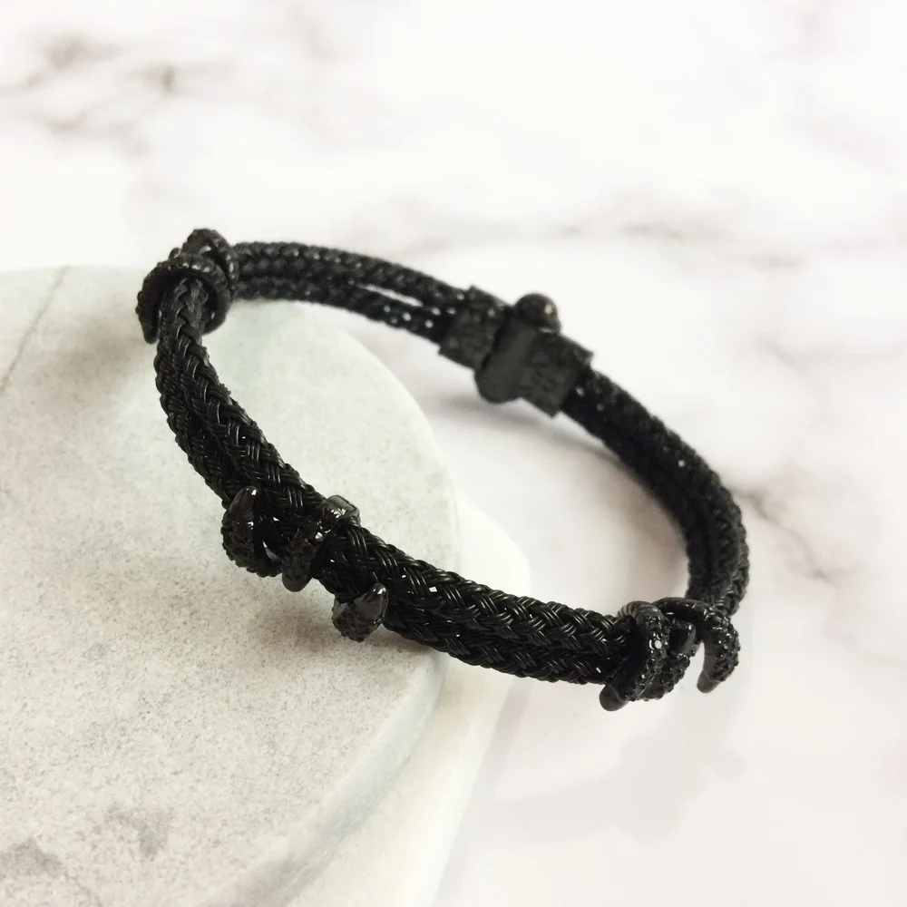 black Новое поступление, браслет Atoyestone, мужской, Artillery Banlge, с Когти орла, с цирконием, браслет, подходит для мужчин, часы, ювелирный браслет - Окраска металла: black