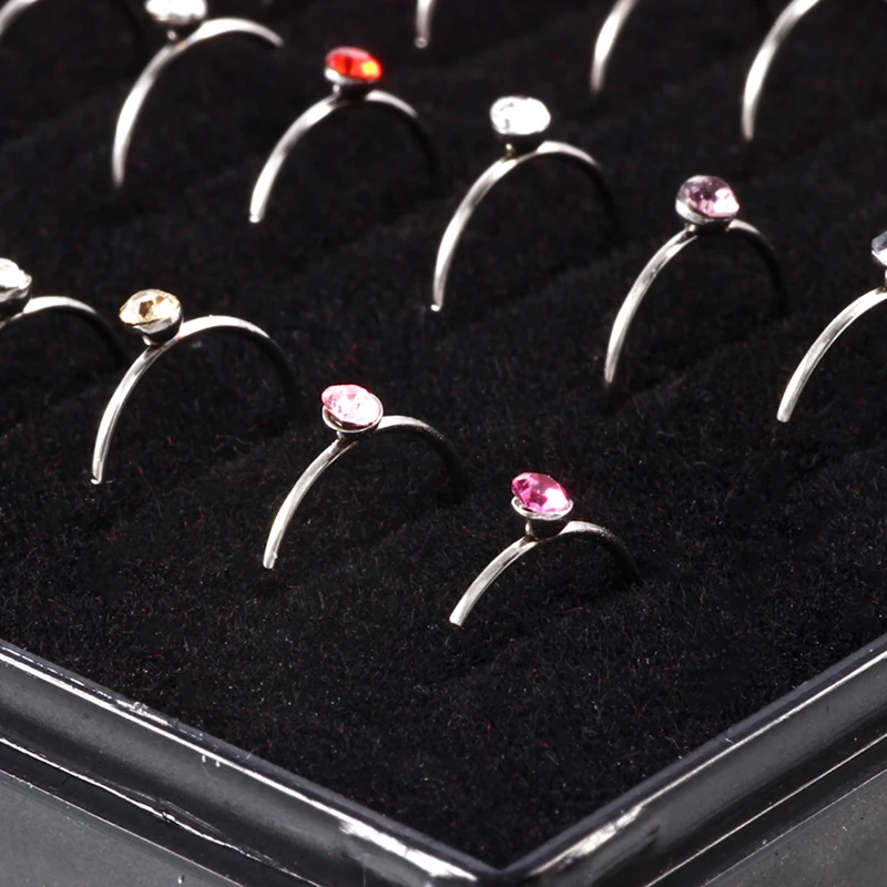 Новинка 18/40 шт стразы хирургическая сталь круглый нос кольцо обруч шпилька