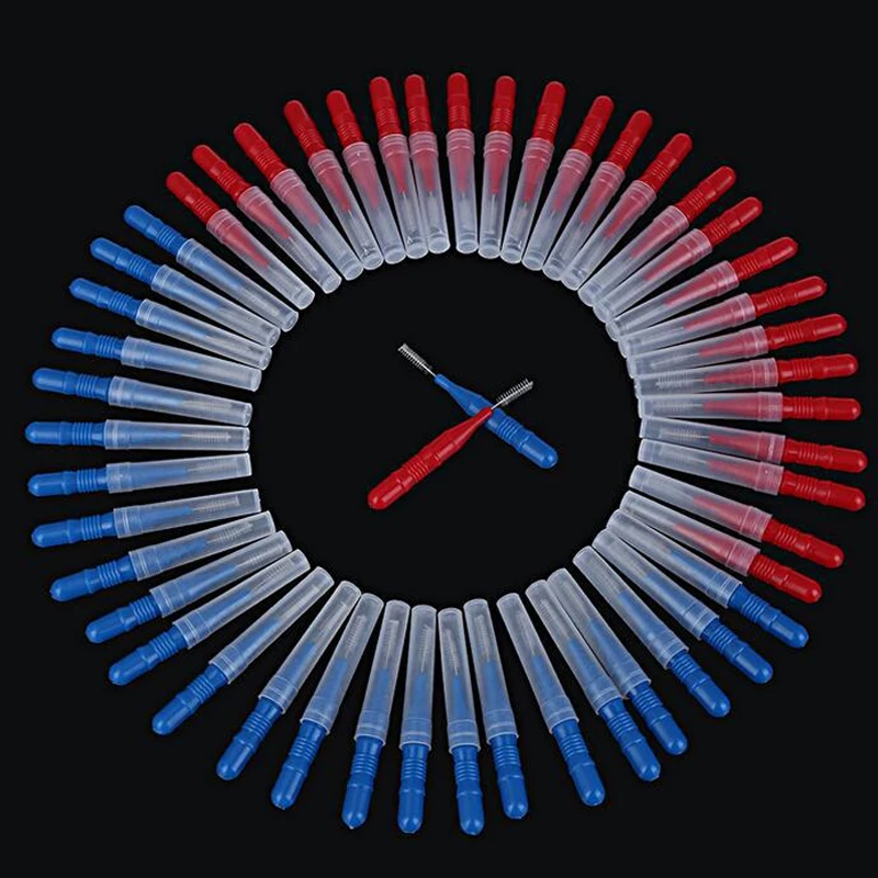 50 шт./компл. 2 5 мм красного и синего цветов Уход за полостью рта зубная щетка