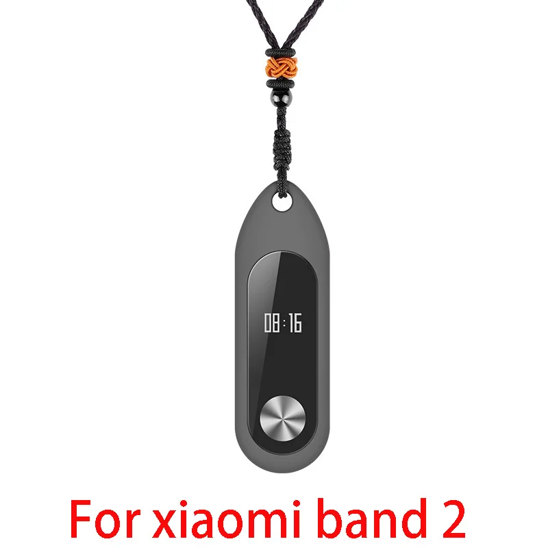 Силиконовый защитный чехол с подвеской для xiaomi band 2 - Цвет: Серый