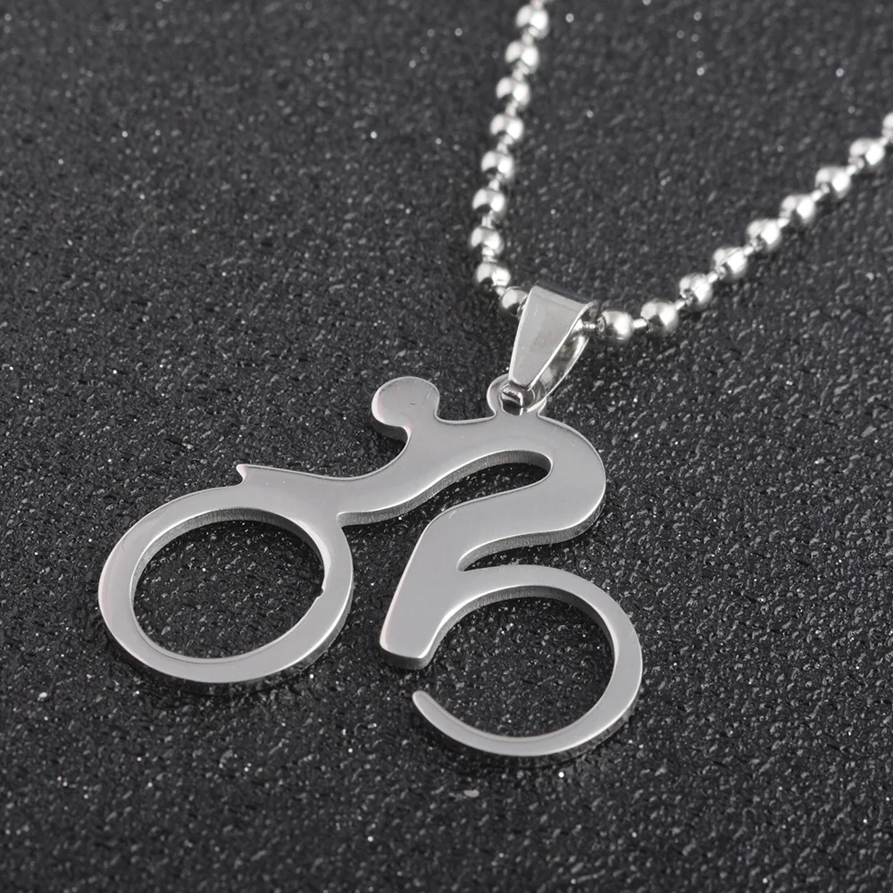 Fashion Trendy Jewelry Bike Pendant Stainless Steel Necklaces Cycling Necklace Simple and exquisite summer accessories | Украшения и