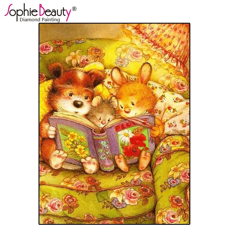 

Sophie Beauty Diy Алмазная вышивка крестиком счастливый кролик Семья ручная работа Стразы Вышивка ручной работы украшения наборы