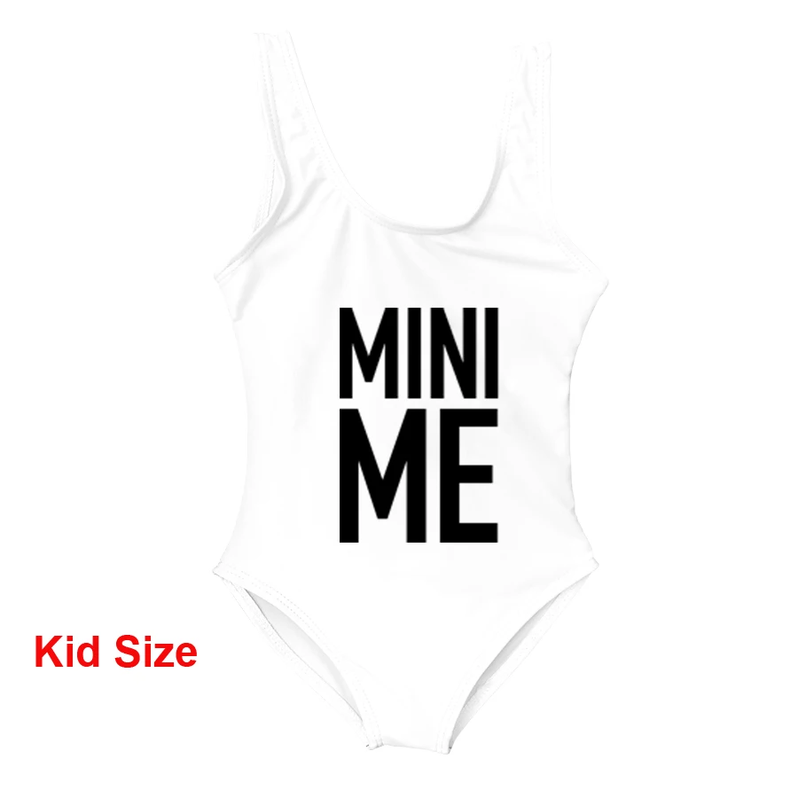 Kid White Детское бикини для мамы и дочки с надписью «Me and Mini Me», купальный костюм для мамы и ребенка, купальный костюм для мамы и ребенка, цельный купальник - Цвет: Kid White