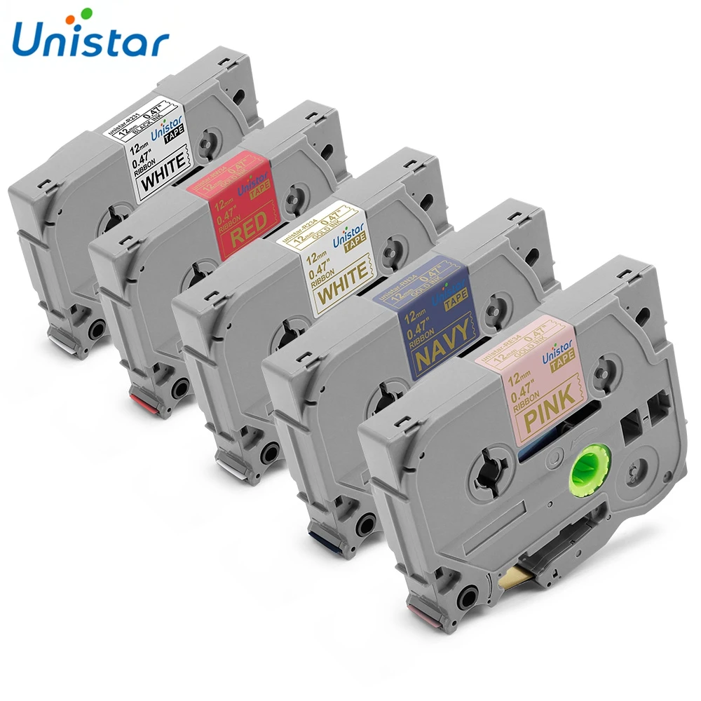 

Unistar 5pcs TZe-RE34 Satin Ribbon 12mm Combo Set Compatible for Brother TZe-RN34 TZe-R234 TZe-RW34 TZe-R231 for Christmas