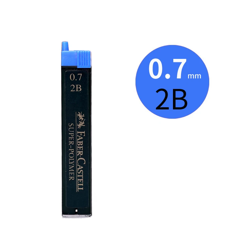 Faber Castell свинцовый сердечник HB/2B/B специальный жесткий автоматический грифель ручки не легко сломать черный - Цвет: 0.7 2B