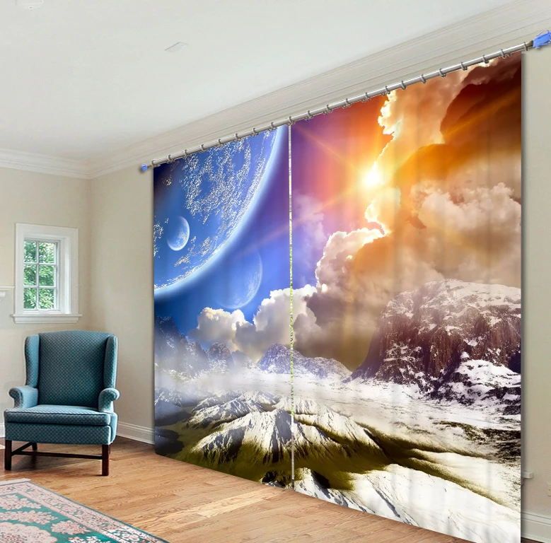 Florid City sky шторы 3D фото печать затемненные для окна гостиной постельные