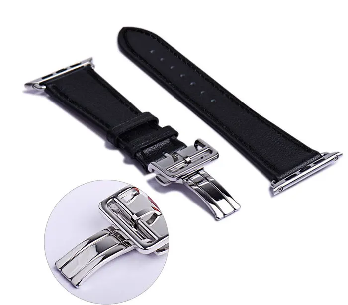 Кожаный ремешок для apple watch band 44 мм 40 мм, 42 мм, 38 мм, версия наручных часов iwatch apple watch 5/4/3/2/1 браслет развертываемая застежка ремешок для часов