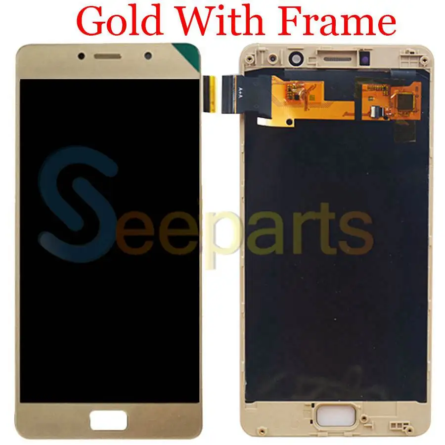 Gold With Frame OEM Протестированный для 5," lenovo Vibe P2 ЖК-дисплей кодирующий преобразователь сенсорного экрана в сборе с рамкой для lenovo P2 P2c72 P2a42 lcd - Цвет: Gold With Frame OEM