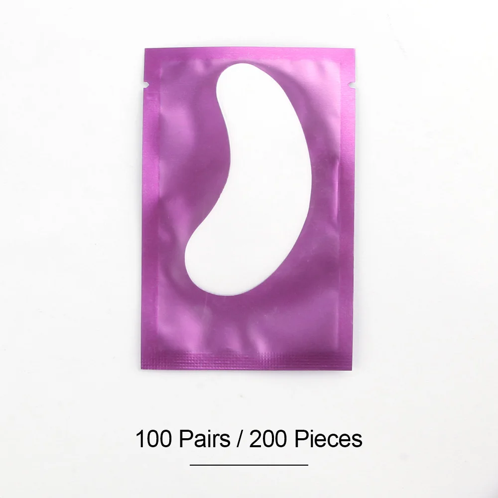 100 Pairs Purple 100 пар/лот патчи для наращивания ресниц под накладки для глаз бумажные патчи без ворса наклейки для патч для глаз гидрогелевый макияж инструменты - Длина: 100 Pairs Purple