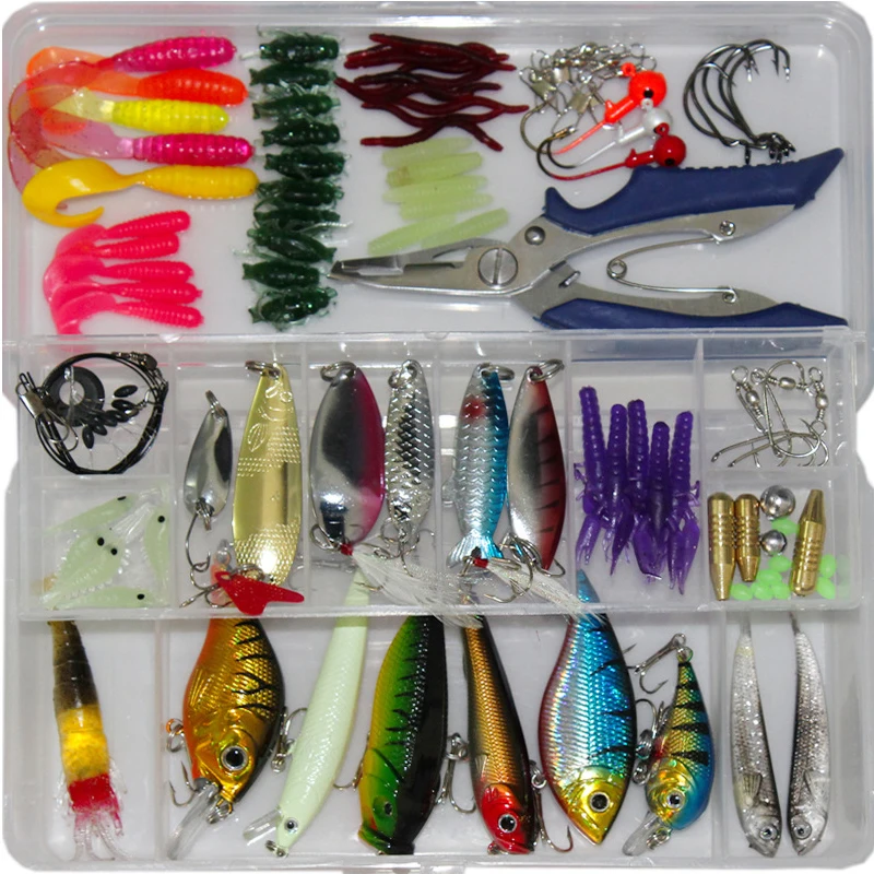 4 стиля рыболовная приманка Minnow/Popper/Wobbler металлическая в виде ложки Мягкая набор