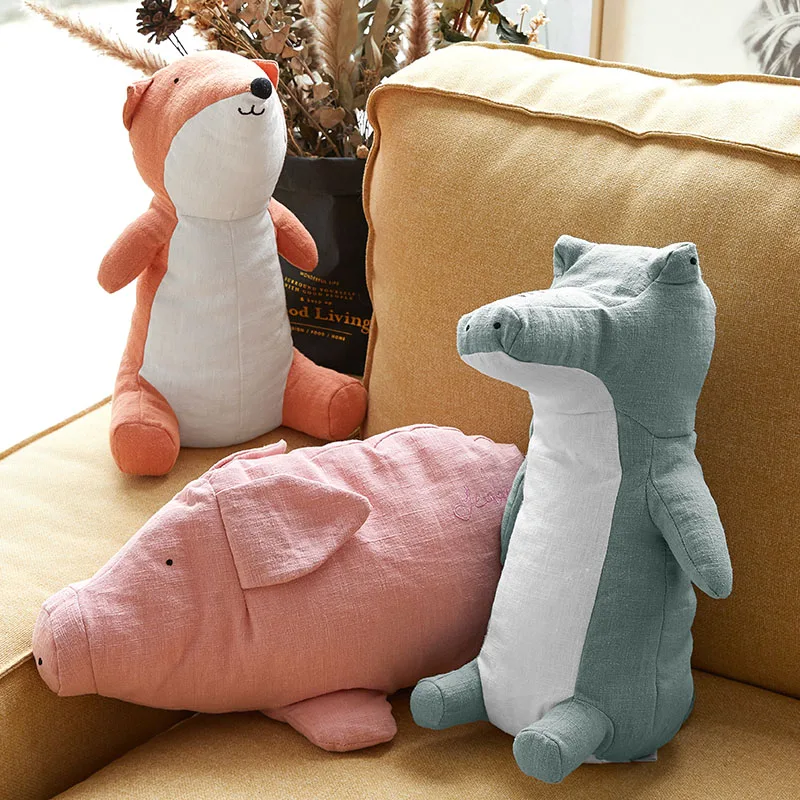 

Yeaknow Stuffed Toys Soft Fox Pig Crocodile Dolls Cool Fabric Cute Animal Fashion Selfie Decor for Girls Children Birthday Gift