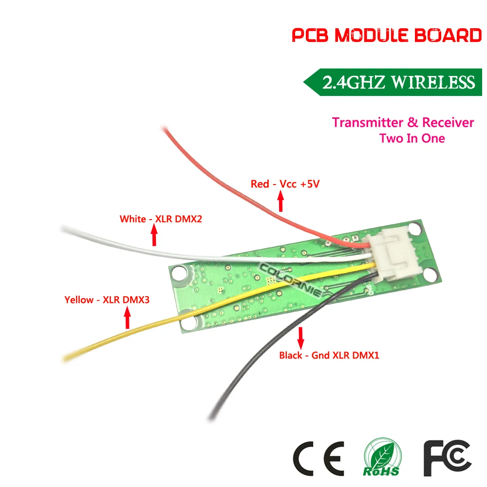 DHL Бесплатная доставка PCB 2 4G DMX 512 беспроводной модуль в светодиодное сценическое