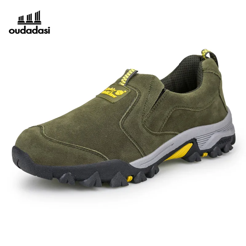 OUDADASI 2017 Autumn/Winter Men Shoes Outdoor Trekking Boots Army Green Gray Mens Mountain Slip On Sport Sneakers | Спорт и