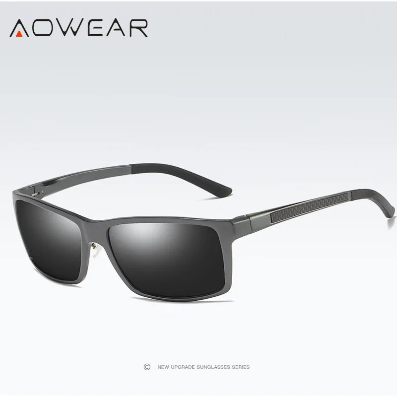 Gray Black AOWEAR, роскошные поляризованные солнцезащитные очки, мужские, брендовые, алюминий, уф400, защитные, солнцезащитные очки для мужчин,, Ретро стиль, очки для мужчин, Oculos Gafas - Цвет линз: Gray Black
