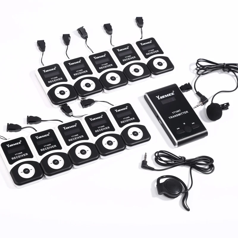 YARMEE Big Set Audio Tour Guide System/ Earphone Equipment 4 Transmitters And 60 Receivers | Microphones