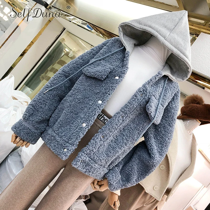 Изделие Duna 2019 осень зима для женщин куртка с капюшоном пальто овечьей шерсти