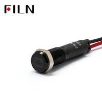 filn 8mm car dashboard battery fault flag symbol led red yellow white blue green 12v led indicator light with 20cm cable