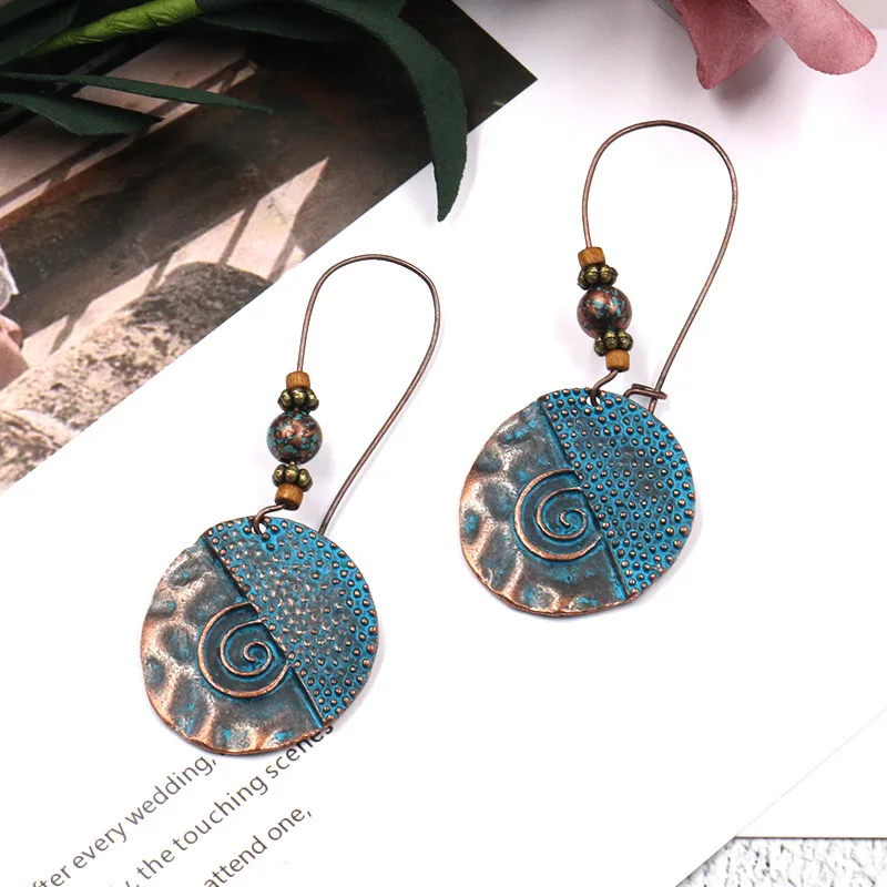 Винтажные круглые тотемные серьги из сплава подвеска пирсинг кольцо для женщин