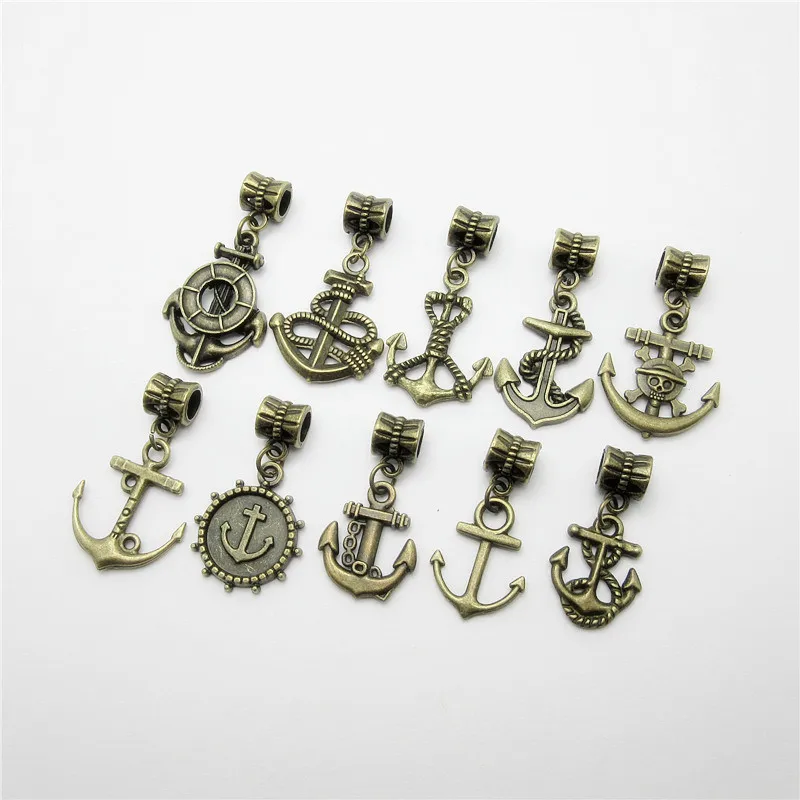 Смешанный Якорь 20 шт./лот винтажный кулон в форме листа дерева подвески pandora