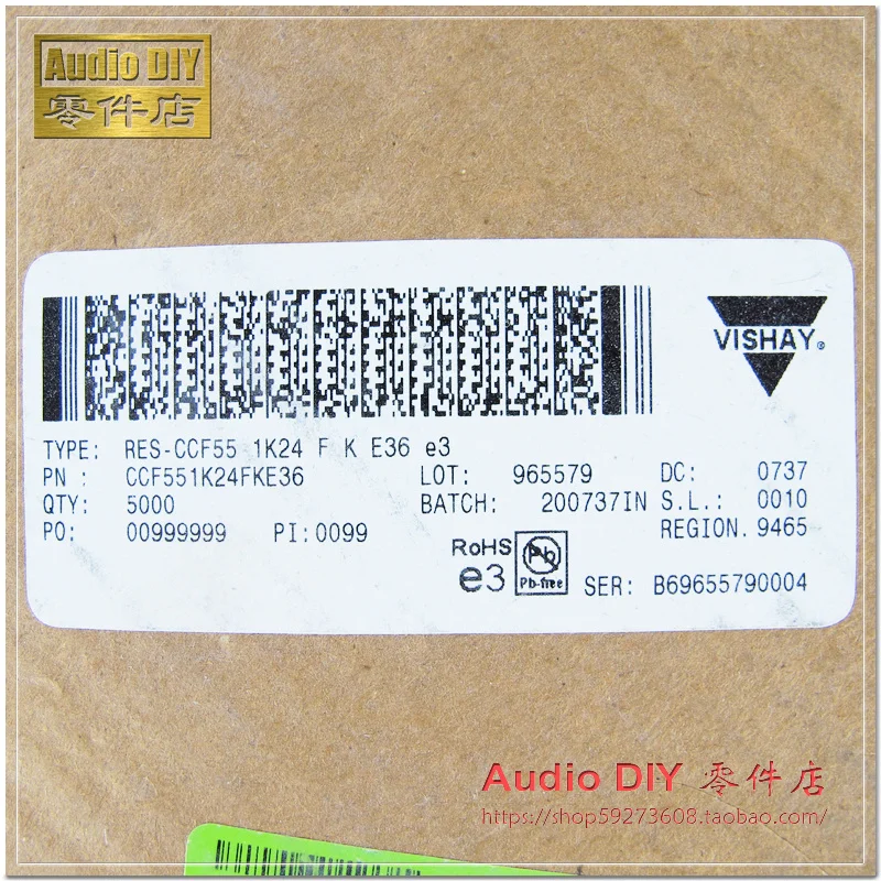 Горячая Распродажа 30 шт/50 шт VISHAY ALE CCF55 серия 1,24 K/0,25 W-0,5 W 1% Осевая металлическая пленка цветные кольцевые резисторы