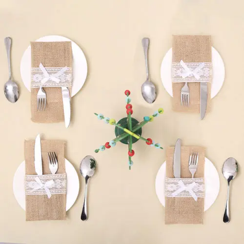 Рождественская посуда держатель Держатель для столового серебра карманы